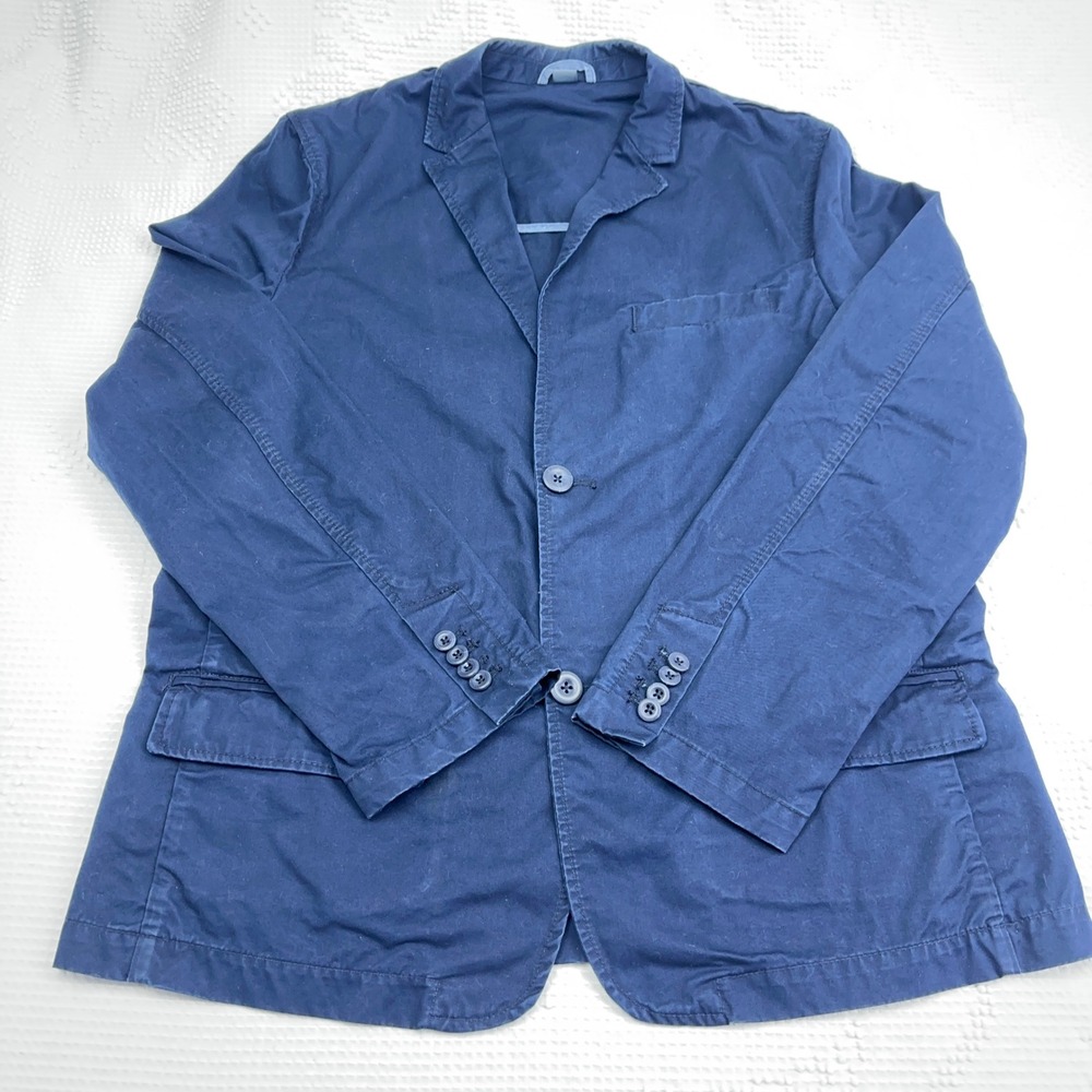 Old Navy Mens Navy Blue 100% Cotton Two Button Unlined Casual Blazer Large